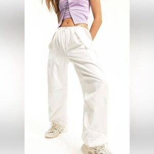 Solado White Cargo Parachute Pants